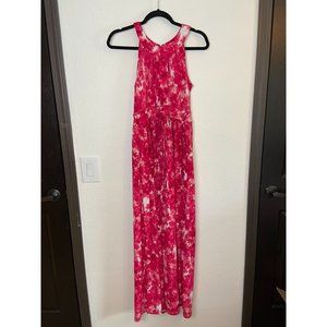 Calvin Klein‎ women's pink white patterned maxi dress stretch high neck